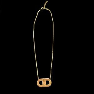 Vintage Christian Dior gold logo necklace